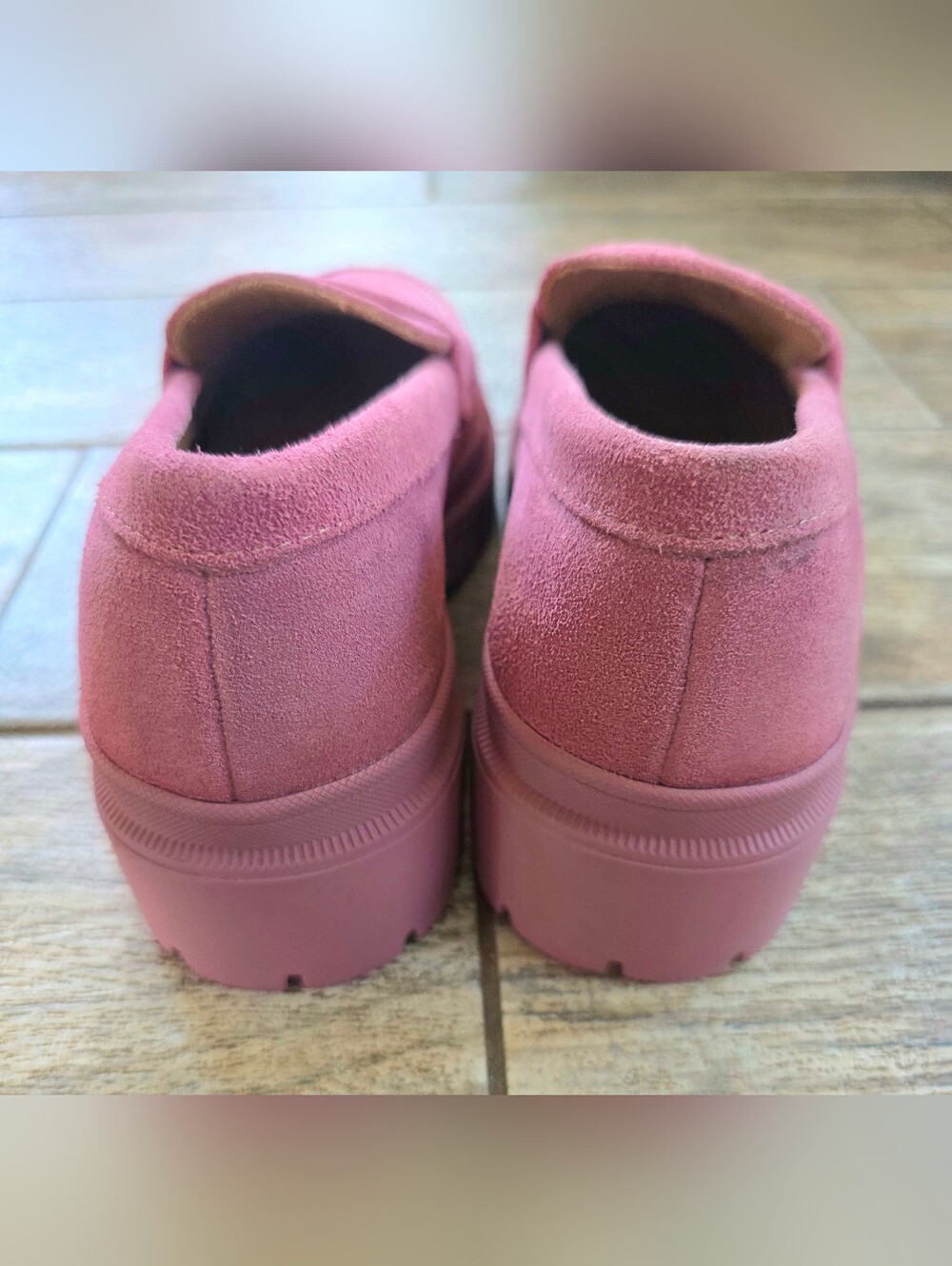 Portland LEATHER Patina ZOE Women's Pink Suede CHUNKY Loafers 6.5 - Picture 4 of 5